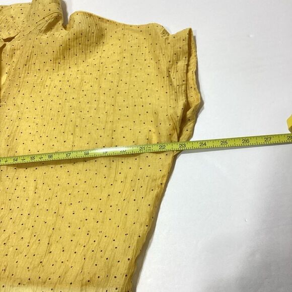 Subici Design By Leluu Brand Sheer Blouse Button Tie Front Short Sleeve Crop - Picture 3 of 8